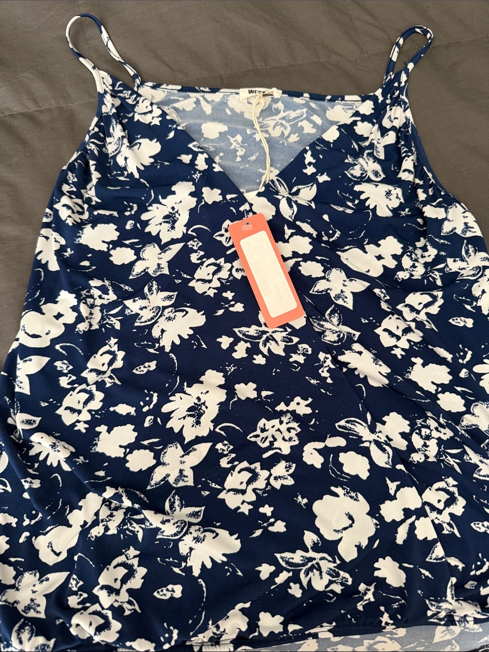 Willi Smith Navy & White Floral V-Neck Camisole